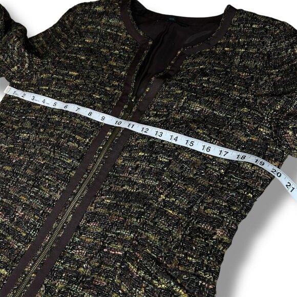 Lafayette 148 New York Tweed Zip-Up Jacket Blazer Women’s Size 10 Brown Green - Picture 7 of 8